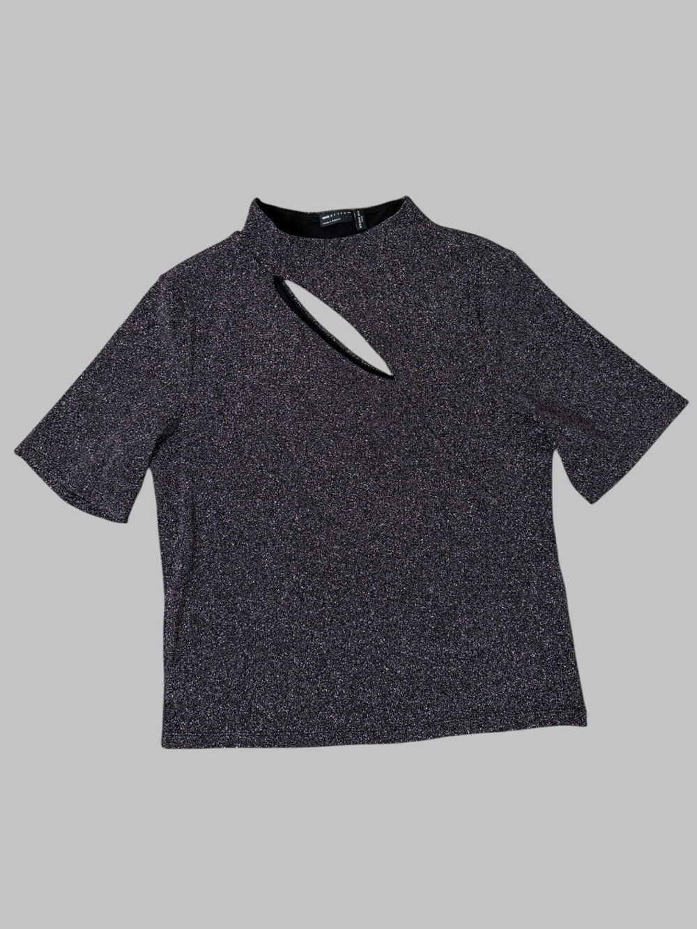 ASOS Design Black Sparkly Short Sleeve Cutout Blouse